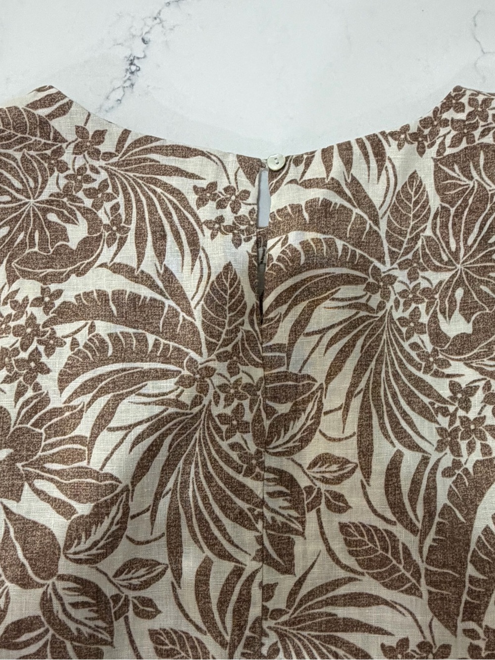 J. Jill Cream Linen Dress Brown Floral Print Pockets Size XL - Picture 6 of 7